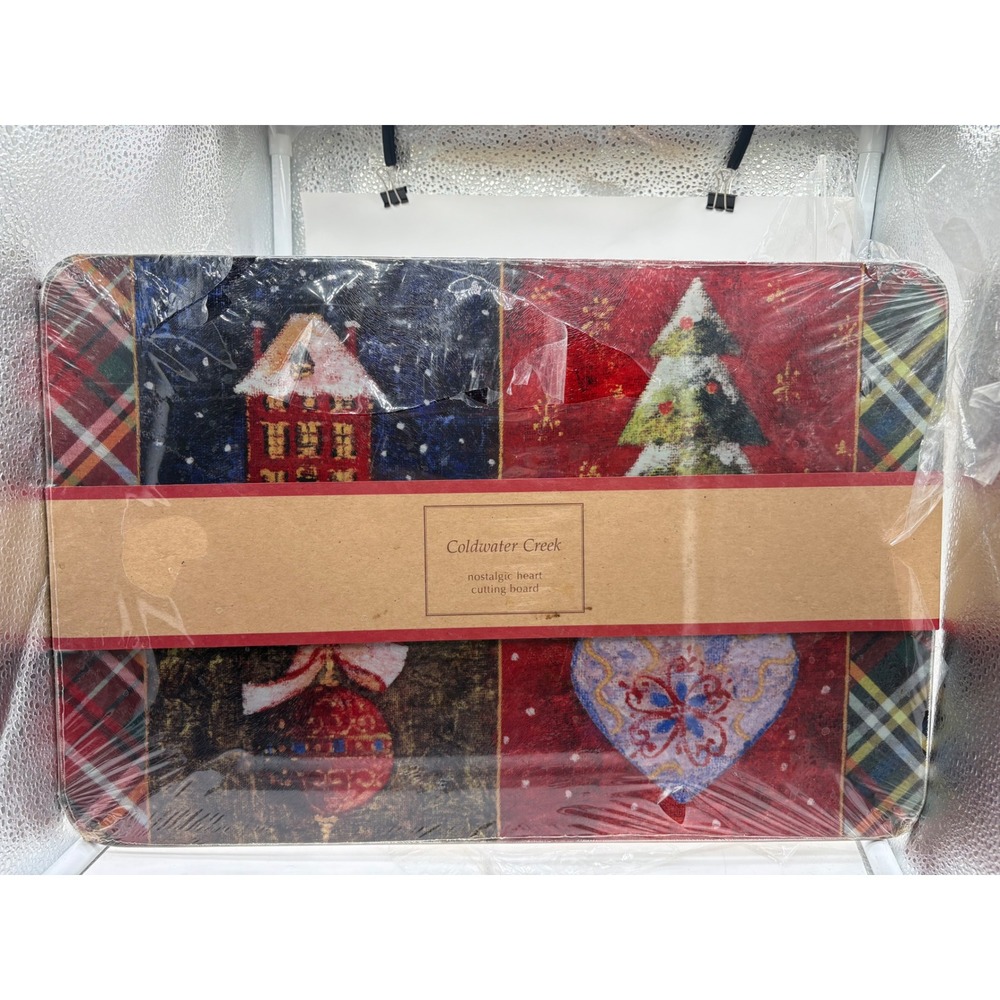 NWT 2008 Coldwater Creek Nostalgic Heart Glass Cutting Board Christmas Holiday